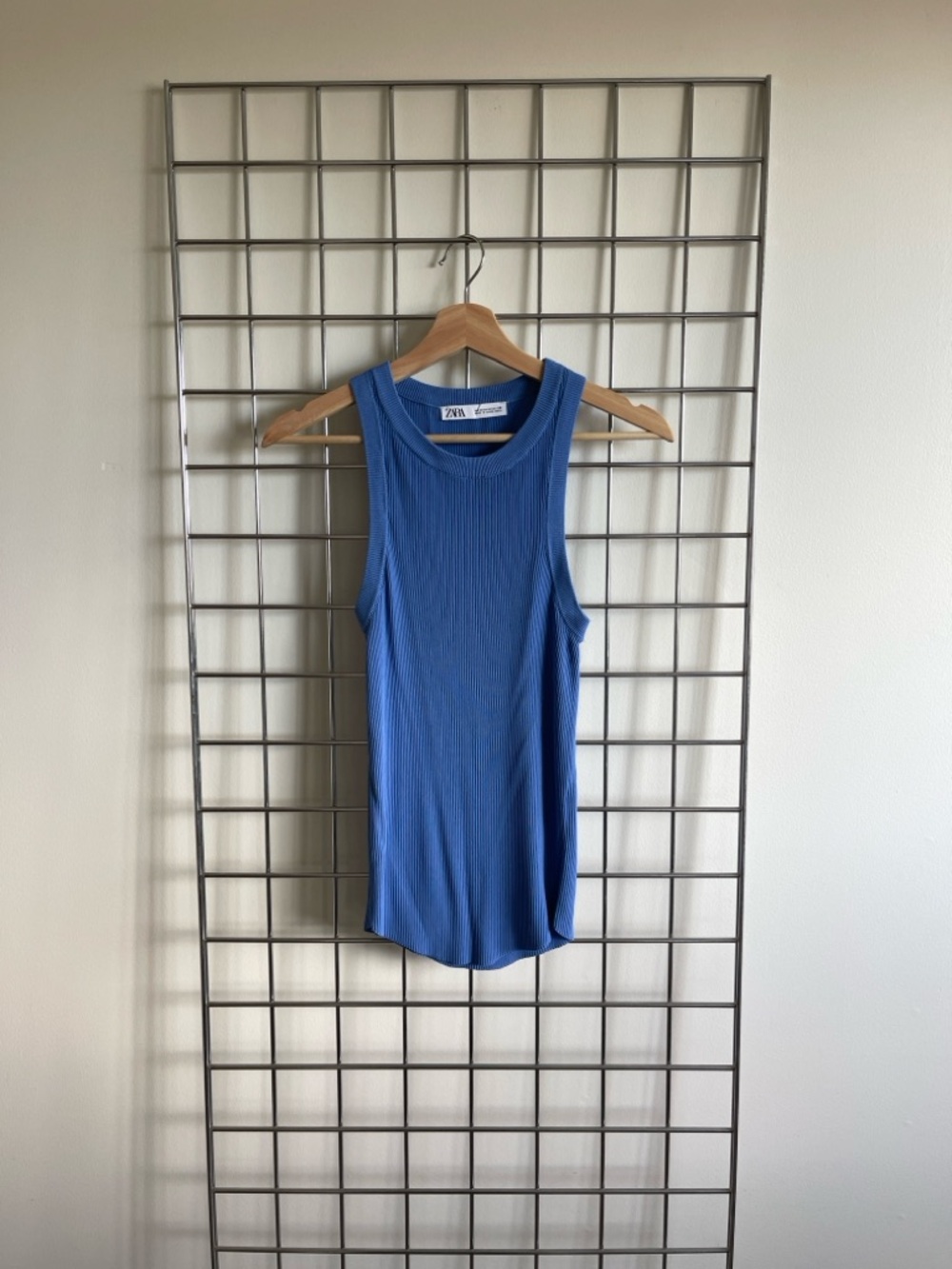 Zara Ribbed Blue Sleeveless Tank Top